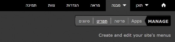 כניסה לממשק תפריט